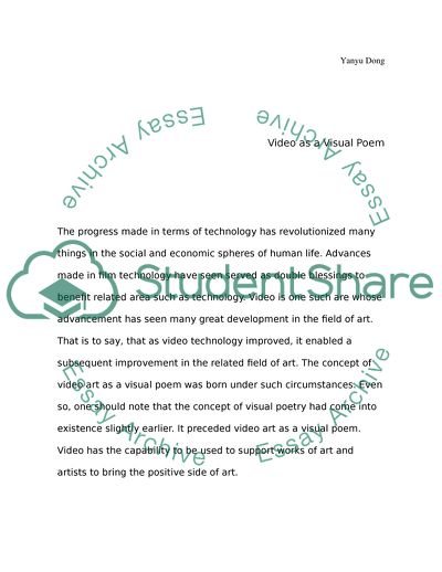 Video as a Visual Poem