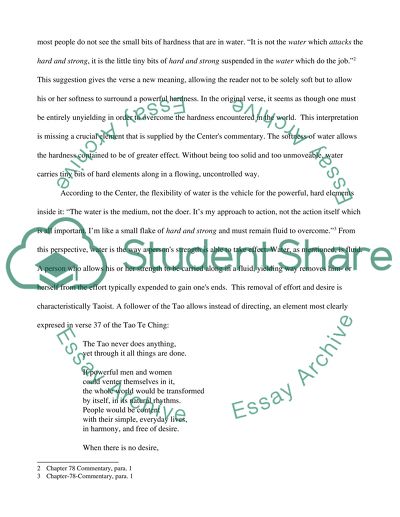 Water, Flexibility and the Tao