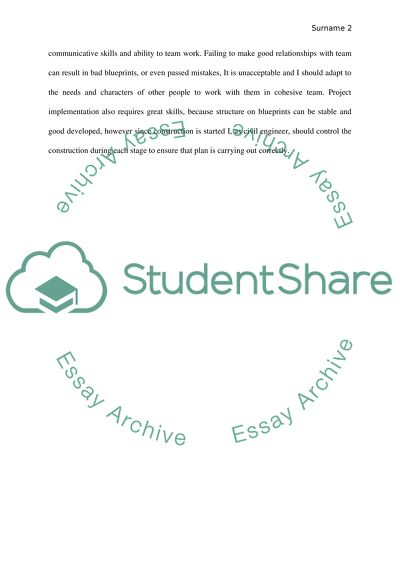 Personal statement, identify your filed of interest