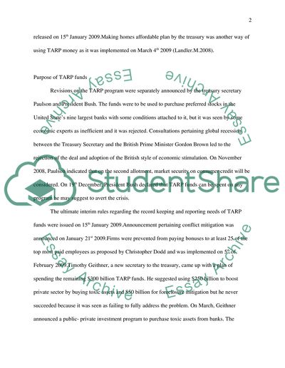 Recent Policy by the U.S. Treasury Regarding Troubled Assets
