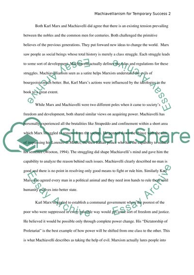 Using The Theories in Machiavellis The Prince to Justify the Totalitarian Actions and Marx Theories