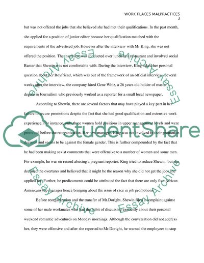 Internal Memorandum on Workplace Malpractices That Were Subjected to Shewin