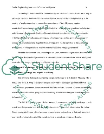 Social Engineering Attacks and Counter Intelligence