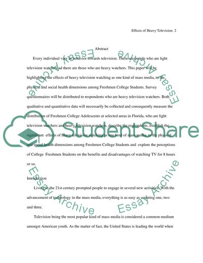 Effects of Heavy Television Watching to the Physical and Social Health