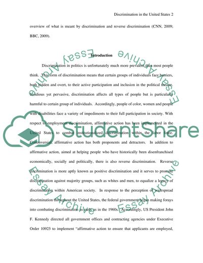 Effects of Discrimination and Reverse Discrimination in United States Politics