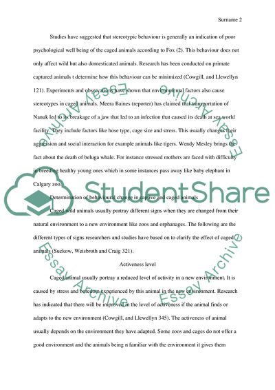 Behavioral Effects on Caged and Captive Animals