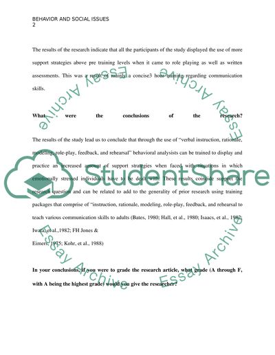 Analysis of Article about the Effectiveness of a Workshop Comprised of Useful Training Elements