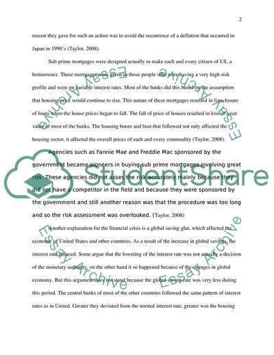 Financial Crisis of the US in 2008