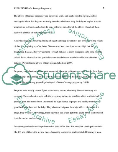 The Effects of Teenage Pregnancy