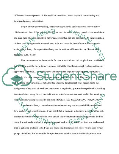 Educational Achievement in Relation to Different Socio-Economic Classes
