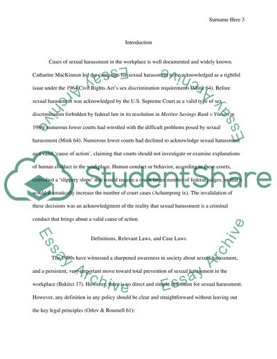 Sexual Harassment in the Workplace