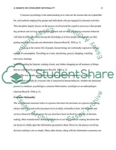 A Debate on Consumer Rationality