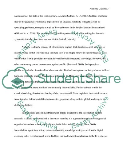 Anthony Giddens Contention on Contemporary Social Conditions