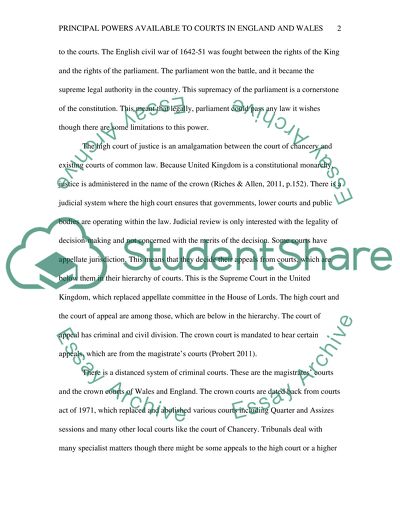 Principal Powers available to the courts in England & Wales