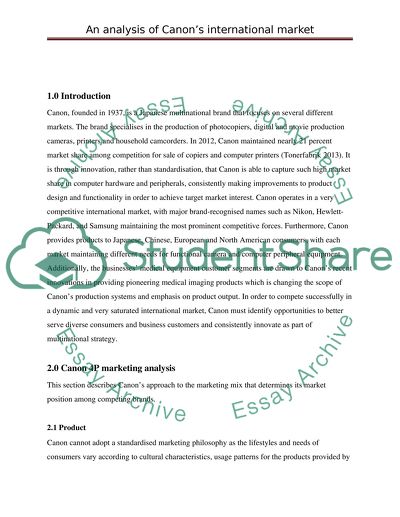 An Analysis of Canons International Market