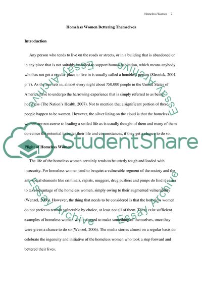 Homeless Women Bettering Themselves