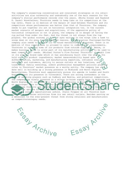 Strategic Management of Thorntons