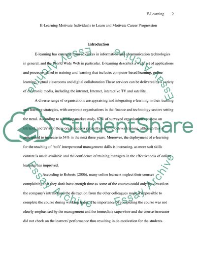 E-Learning Motivate Individuals to Learn and Motivate Career Progression