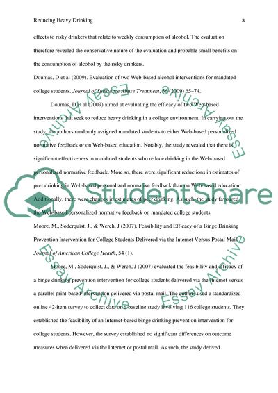 Evaluation of Proggrams Attempting to Reduce Heavy Drinking in a College Environment