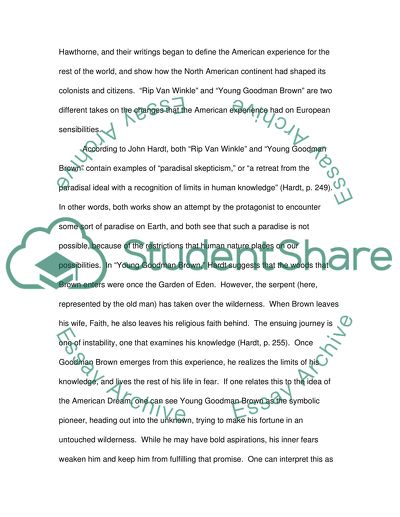 Rip Van Winkle and Young Goodman Brown - Exemplars of the American Dream