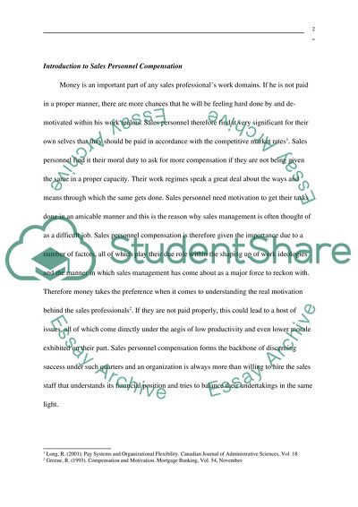 Sales Personnel Compensation