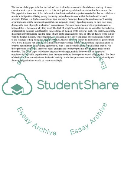 The Evolution of the Duty of Obedience in Charitable Organizations