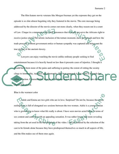 Reaction to movies: Amistad, Blue is the warmest color, The Lunchbox