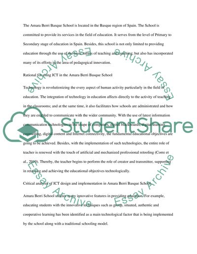 Information Communication Technology in the Amara Berri Basque School
