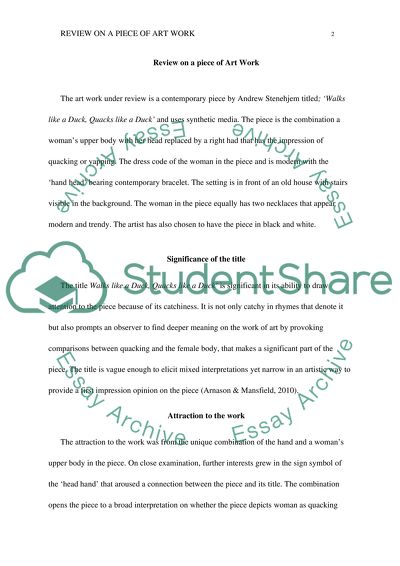 Art Review on Piece of Art Work