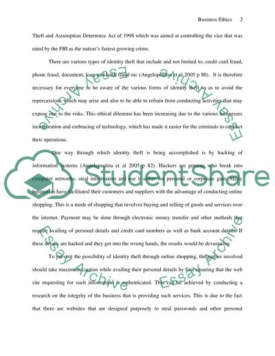 Identity theft and business ethics