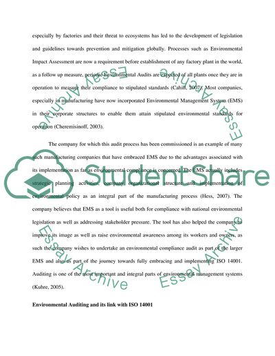 Environmental Auditing and Management Systems