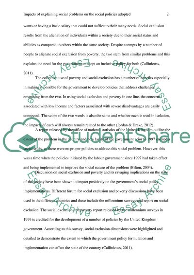 Impacts of Explaining Social Problems on the Social Policies Adopted