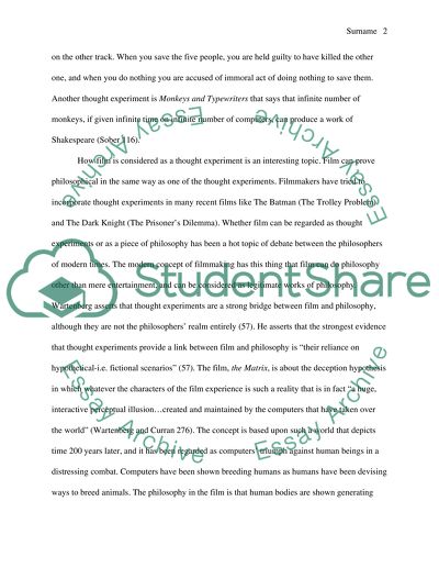 Philosophy of Film. Film as thought experiments