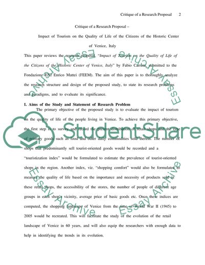 Impact of Tourism on the Quality of Life on the Citizens of the Historic Center of Venice, Italy