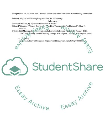 The Meaning of Thanksgiving and the Separation of Church and State