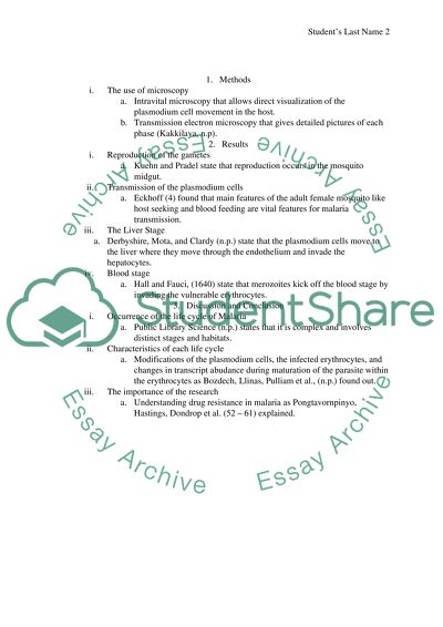 Life cycle of malaria