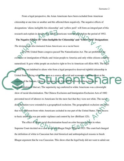 Negative Effects Of Alien Ineligible for Citizenship and Yellow Peril Designations before 1952
