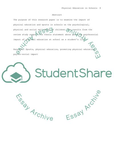 Psychosocial Effect of Physical Education Programs in Schools