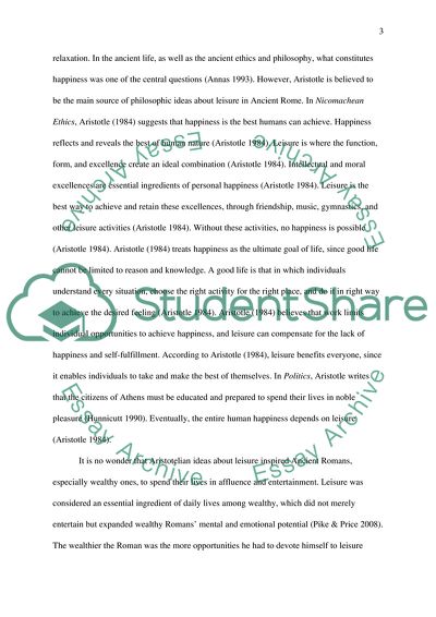 Philosophy of Leisure in Ancient Rome: Roman Villas as a Retreat from Affluence and Stress of Urban Life