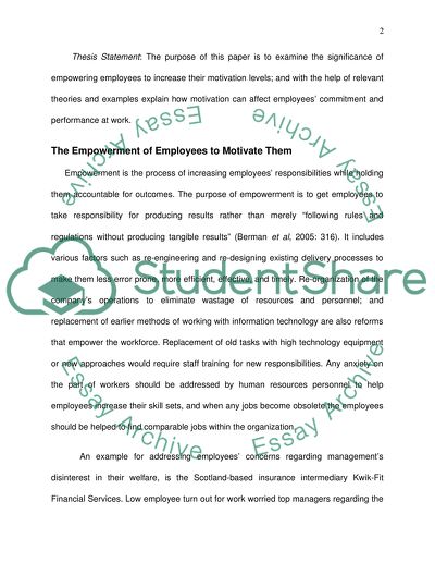 Motivation and Its Impact on Employees Commitment and Work Performance