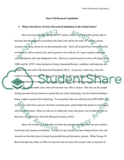 Stem Cell Research Legislaion