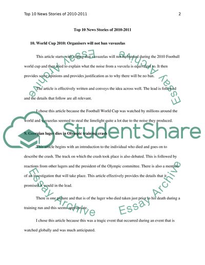 Top-10 News Stories of 2010-2011