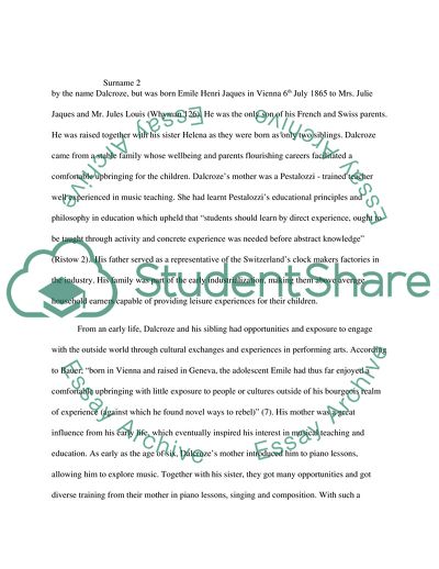 Emile Jacque Dalcroze and Eurythmics