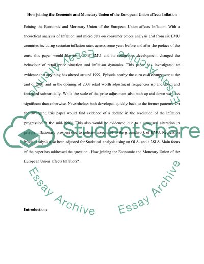 How Joining the Economic and Monetary Union of the European Union Affects Inflation