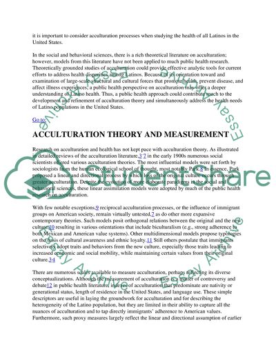 Theory-Driven Model of Acculturation in Public Health