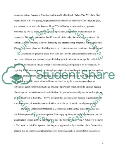 Discrimination Under Title Vii Civil Rights Essay Discrimination Under Title Vii Civil Rights Essay