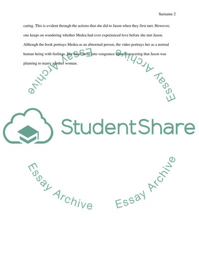 Comparison of a Videos and the Books Depiction of Medeas Character