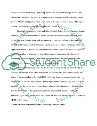 The Effectiveness of HRM Should Be Assessed Only by Financial Measures