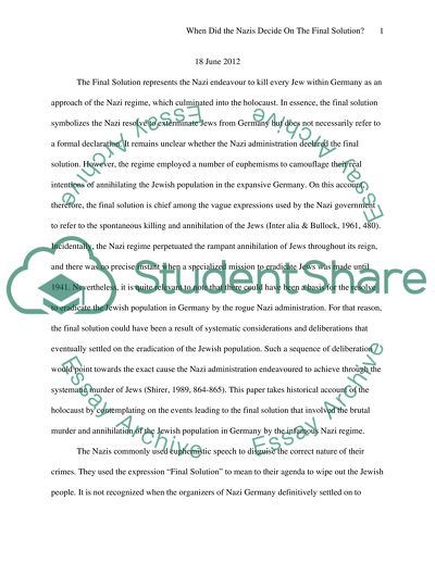 The Holocaust. When Did The Nazis Decide on The Final Solution