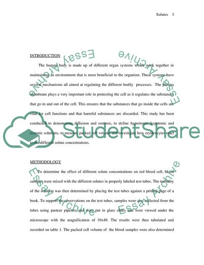 The Effects of Solutes in Osmosis and Diffusion on Red Blood Cells